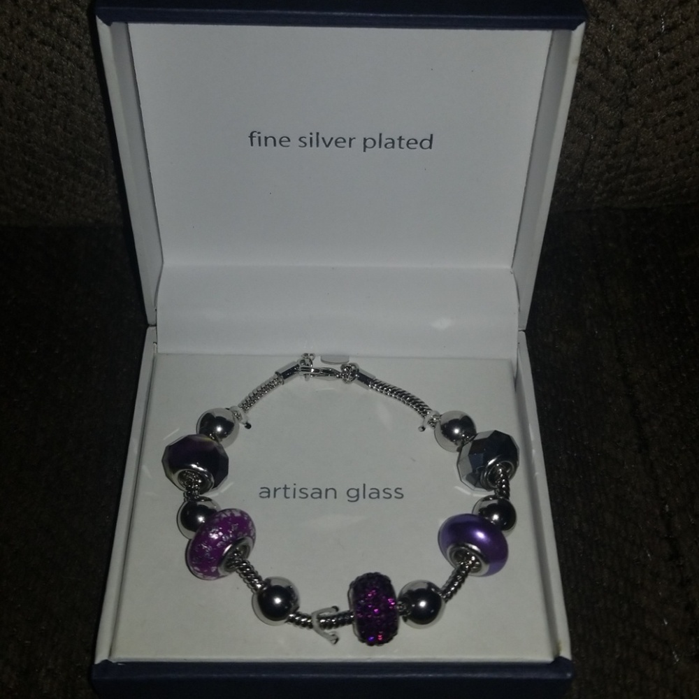 Fine Silver Plated Braclet- Artisan Glass Beads